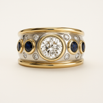 Barbora - Anillo vintage de oro con incrustaciones y circonitas