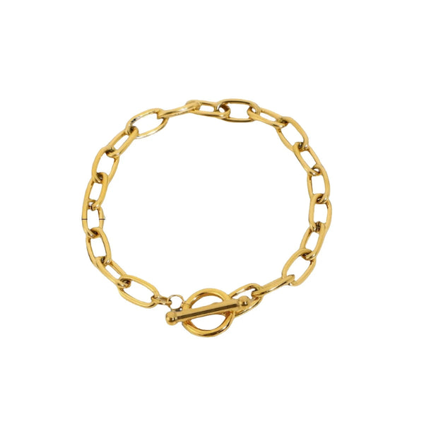 Tereza – Pulsera dorada con efecto de cadena doble.
