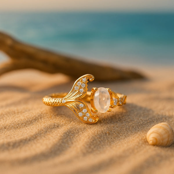 Anillo de Oro con Cola de Cristal Ajustable