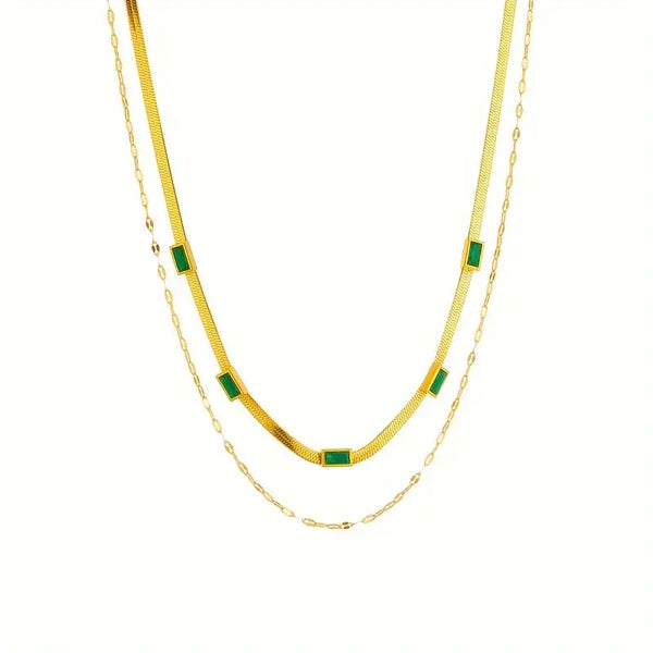 Collar Retro de Doble Capa Sorella Gem | Oro