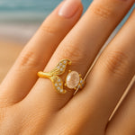 Anillo de Oro con Cola de Cristal Ajustable
