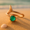 Anillo de Oro con Piedra Verde Ajustable