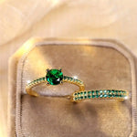 Conjunto de Anillos Duo Serena Esmeralda | Oro