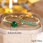 Conjunto de Anillos Duo Serena Esmeralda | Oro
