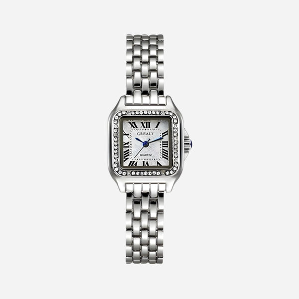 Leonie – Reloj dorado con caja cuadrada.