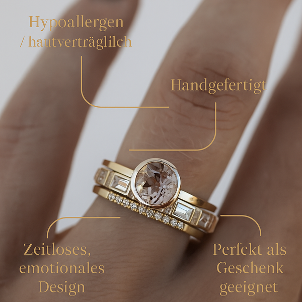Colette - Conjunto de anillos de cristal dorado