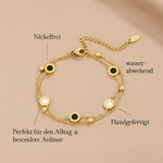 Carla – Pulsera de oro suave con elementos redondos contrastantes.