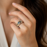 Leona - Anillo Vintage de Cristal Azul