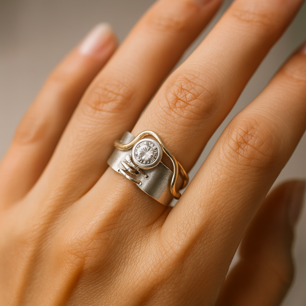 Laura - Vintage Dark Silver Ring with Zirconias