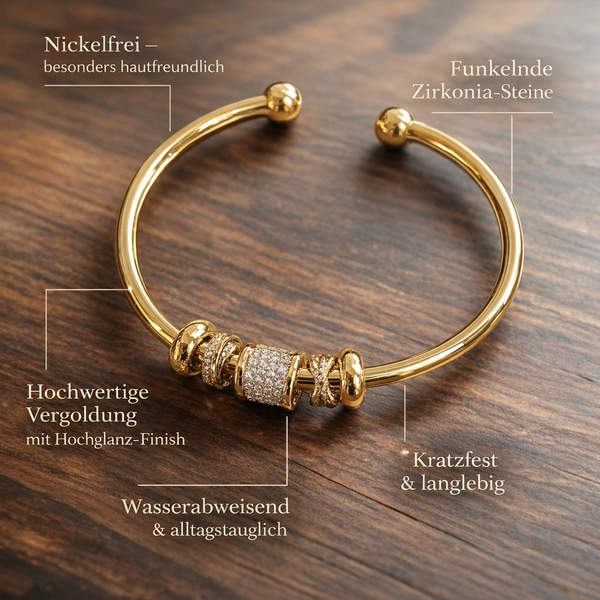 Nina - Pulsera ajustable con charms de oro
