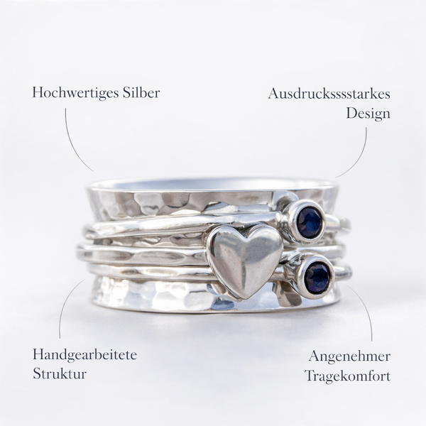 Anillo de Plata con Corazón Rotatorio Elegante