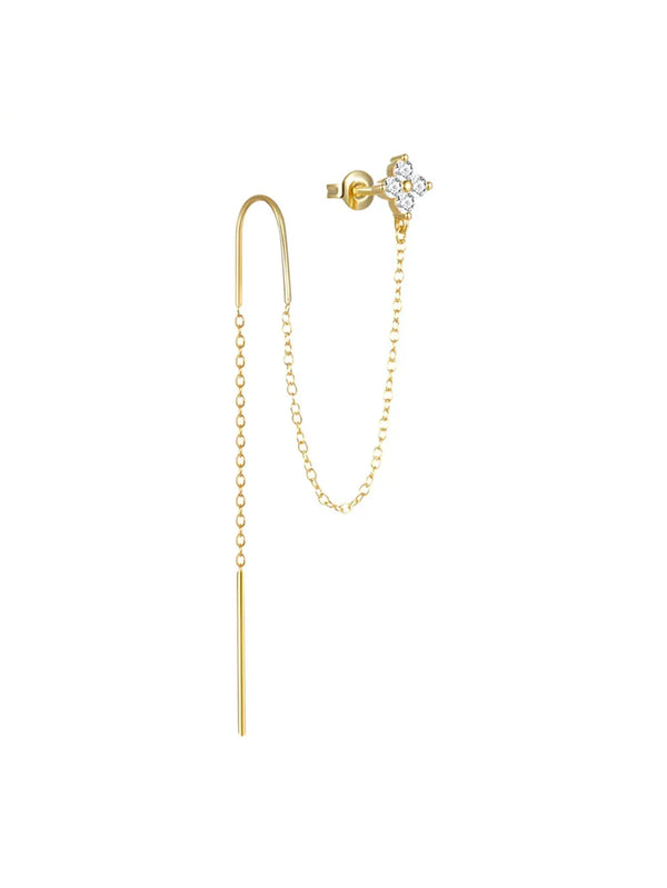 Clarissa – Pendientes de oro con forma cuadrada delicada.