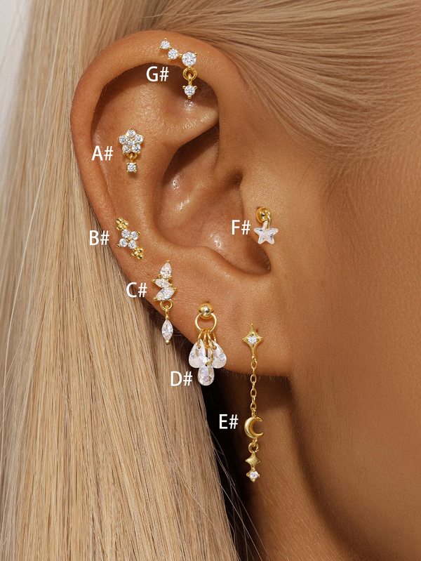 Selina – Pendientes de oro delicados con detalle móvil.