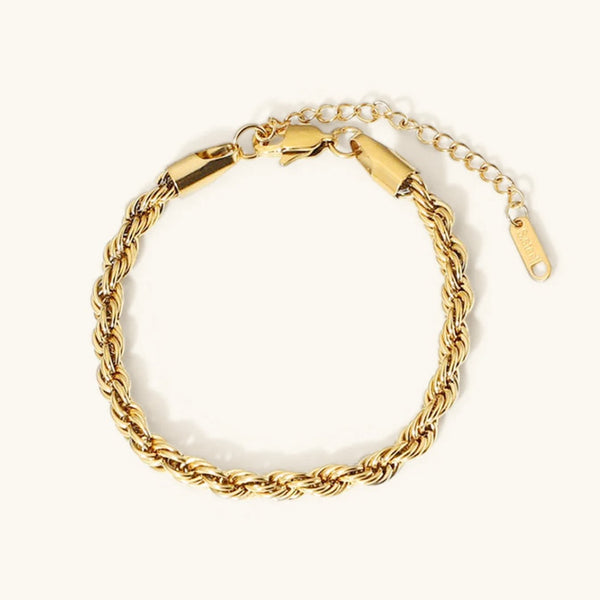 Lena – Pulsera dorada con delicada estructura de cordón