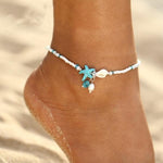 Pulsera Ankle de Estrella y Concha con Piedras