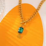 Emerald Thick Chain Pendant Necklace