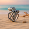 Anillo de Plata Ajustable con Pulpo