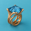 Alžběta - Anillo de Zirconio Azul en Oro Rosa Vintage
