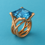 Alžběta - Anillo de Zirconio Azul en Oro Rosa Vintage
