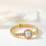 Isabella – Reloj dorado con pulsera de eslabones redonda.