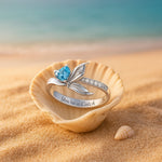 Anillo de Corazón con Cola de Ópalo Ajustable de Plata