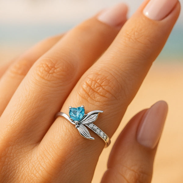Anillo de Corazón con Cola de Ópalo Ajustable de Plata