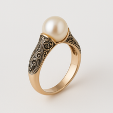 Theresia - Anillo dorado vintage con perla