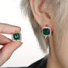 Pendientes de Zirconia Cuadrados Verde Dorado | Oro