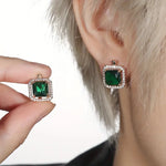 Pendientes de Zirconia Cuadrados Verde Dorado | Oro