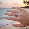 Anillo de Cristal Azul con Tentáculos Ajustables
