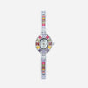 Amelie – Reloj dorado con marco de cristal.