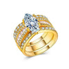 Verena – Conjunto de anillos con cristal y acentos dorados.