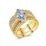 Verena – Conjunto de anillos con cristal y acentos dorados.