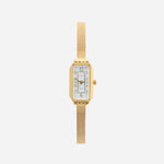 Theresa – Reloj dorado con esfera rectangular.