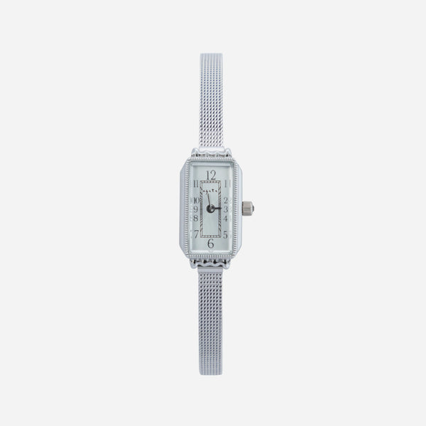 Theresa – Reloj dorado con esfera rectangular.