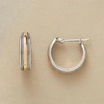 Mia - Pendientes de Plata con Línea Dorada Vintage