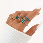 Conjunto de Anillos Exquisitos de Esmeralda Zarina