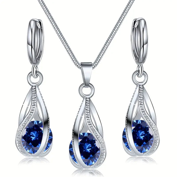 Amara – Conjunto de joyería de plata con zafiros.