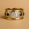 Barbora - Anillo vintage de oro con incrustaciones y circonitas