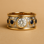 Barbora - Anillo vintage de oro con incrustaciones y circonitas