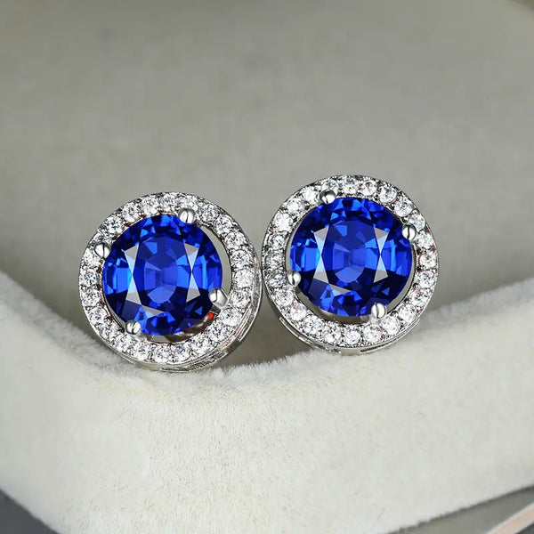 Sofie – Round Sapphire Earrings.