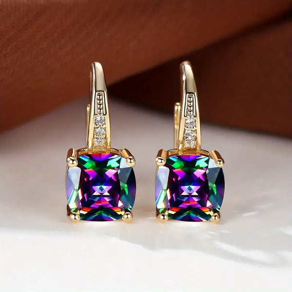 Klára – Pendientes colgantes con piedra cuadrada.