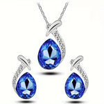 Helena – Conjunto de joyas con gotas azules.