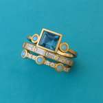 Herta - Conjunto de Anillos Vintage de Cristal Azul