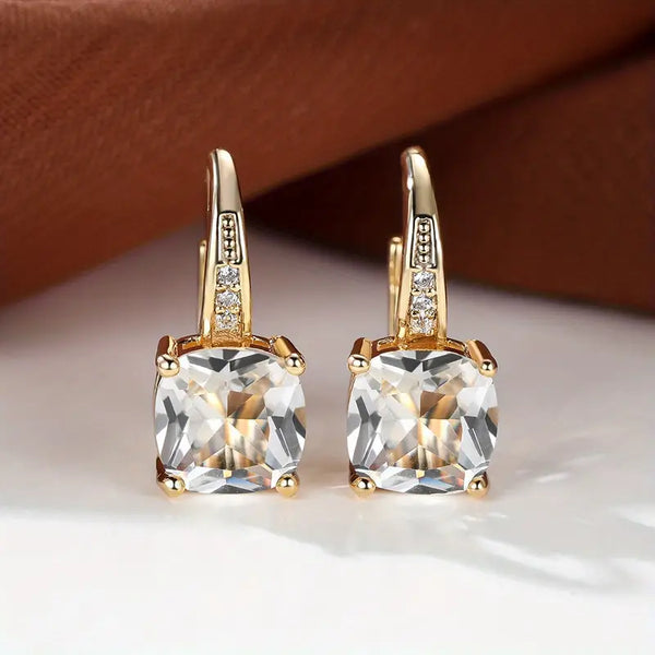 Klára – Pendientes colgantes con piedra cuadrada.