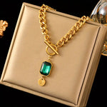 Emerald Thick Chain Pendant Necklace