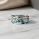 Anillo de Olas Plateadas Turquesa