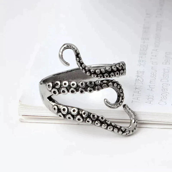 Anillo Ajustable de Plata con Tentáculos