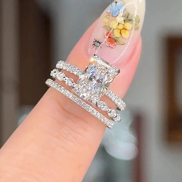 Jaily Conjunto de anillos de boda de 3 piezas