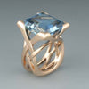 Alžběta - Anillo de Zirconio Azul en Oro Rosa Vintage